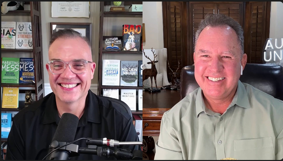 Jeff Stutz and Platte Clark recording the Author Unknown podcast